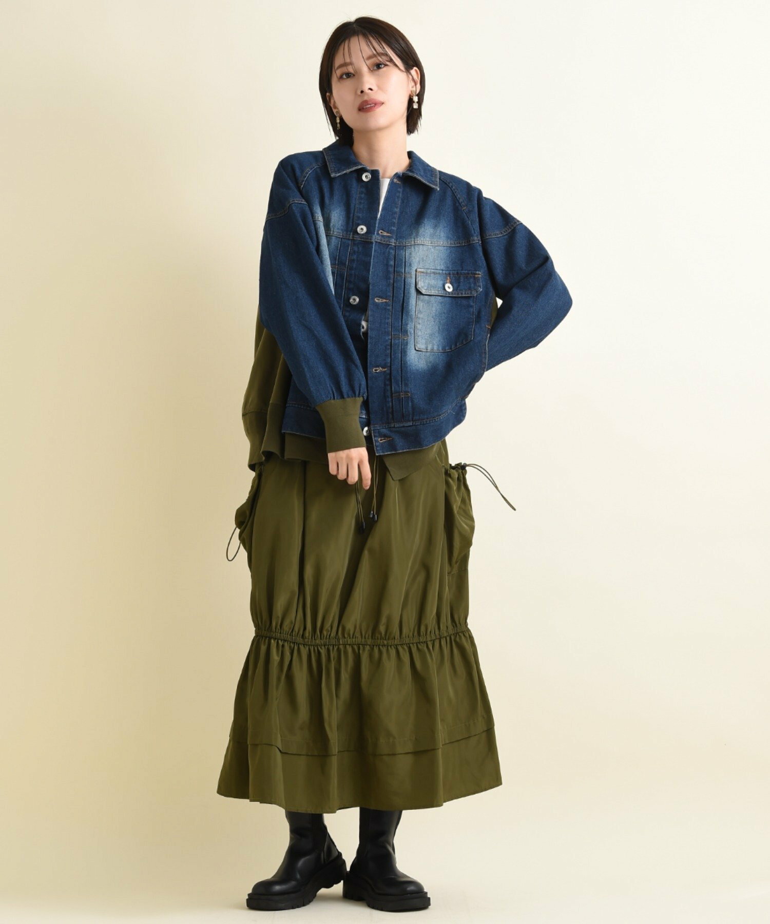 INTERPLANET/(W)【CYNICAL】タフタポケット裾ギャザースカート